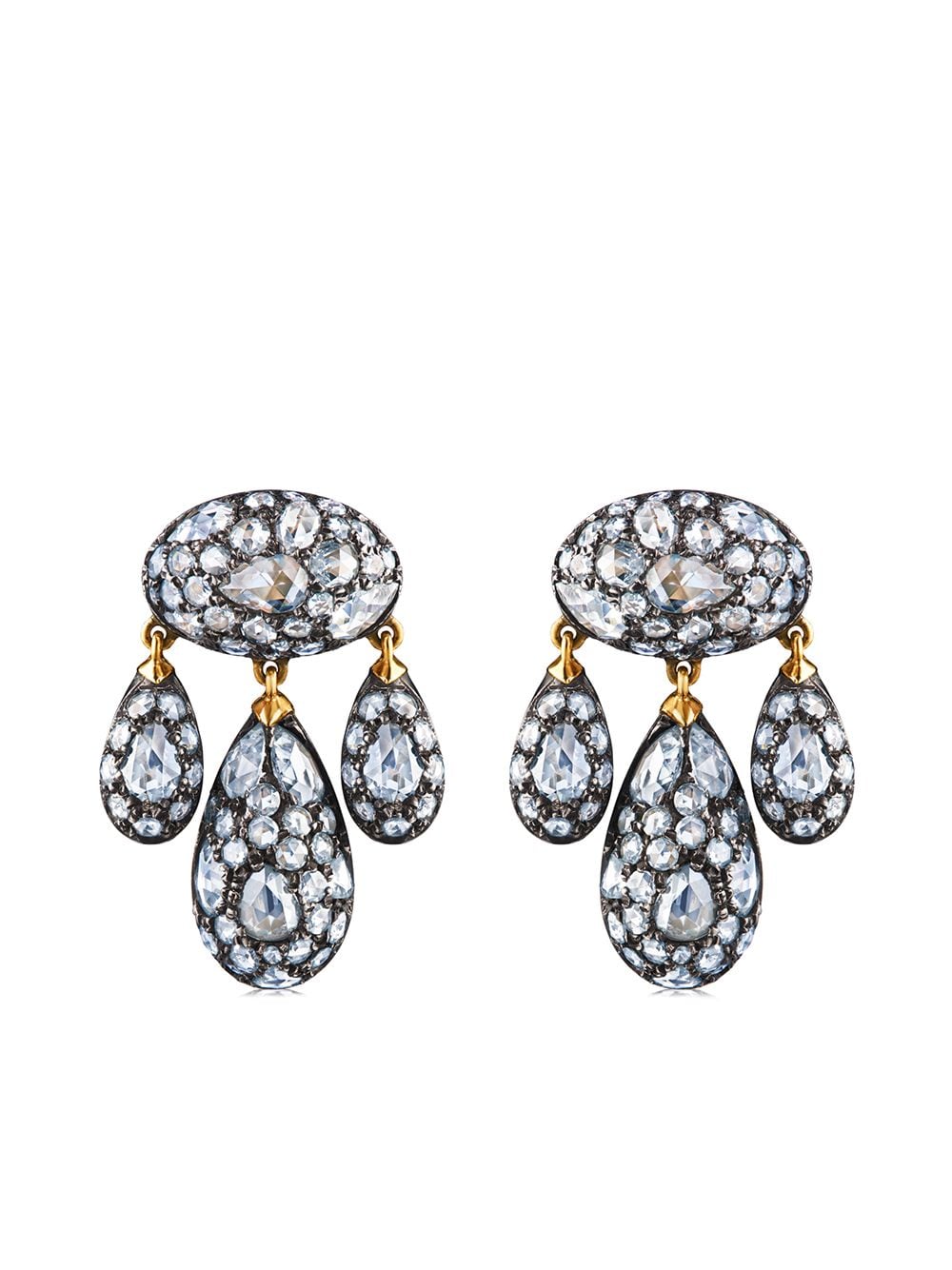 Fred Leighton 18kt Gold Diamond Modern Girandole Pendant Earrings