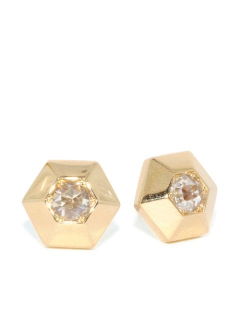 FRED LEIGHTON - 18kt yellow gold diamond hexagonal stud earrings