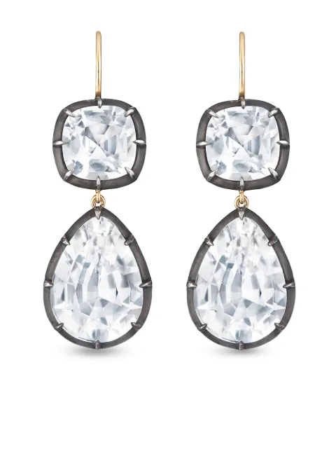 FRED LEIGHTON 18kt gold double topaz drop earrings