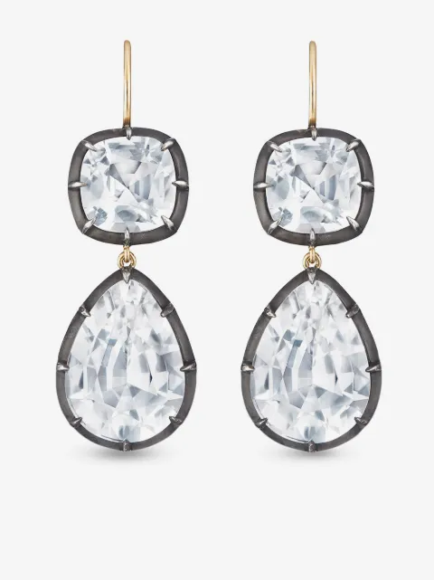 FRED LEIGHTON 18kt gold double topaz drop earrings