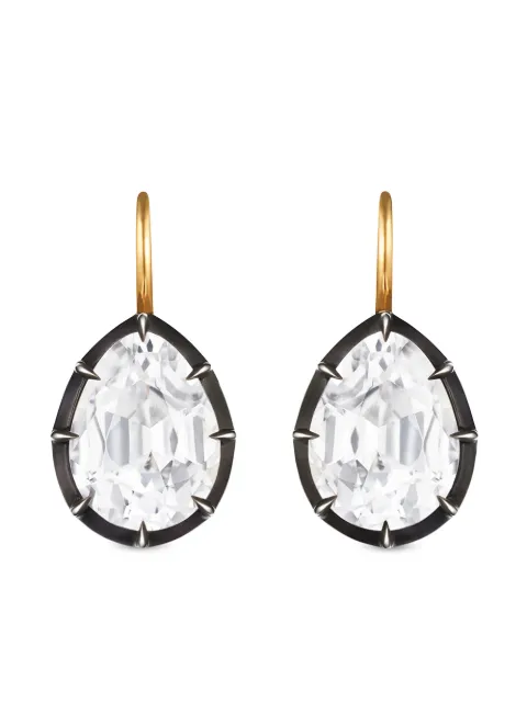 FRED LEIGHTON aretes en oro amarillo de 18kt con topacio de corte pera