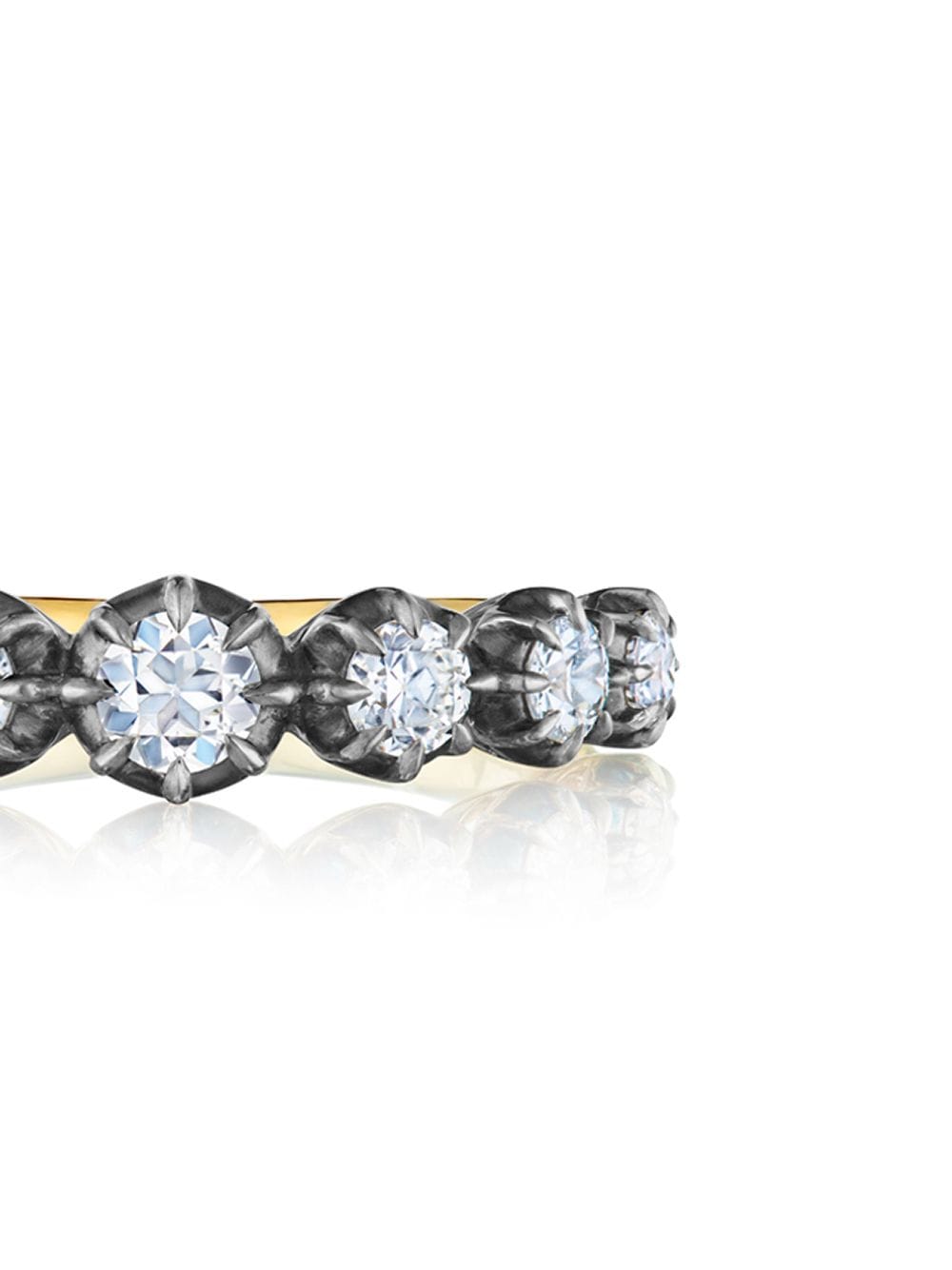 Shop Fred Leighton 18kt Gold 7 Diamond Stone Collect Ring