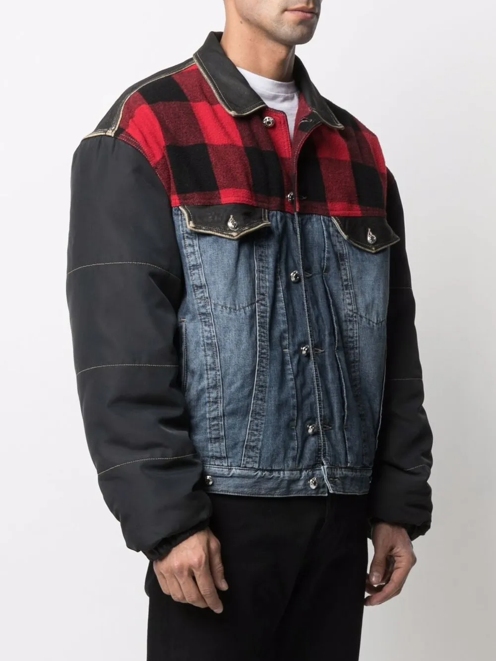  Diesel Bomberjacke Im Patchwork Look   Blau 