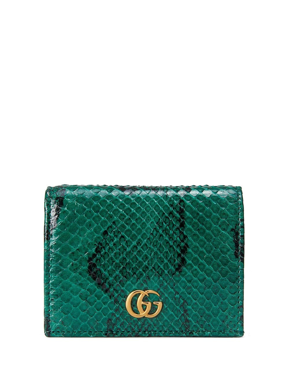 Gucci Gg Marmont Python-effect Wallet In Green