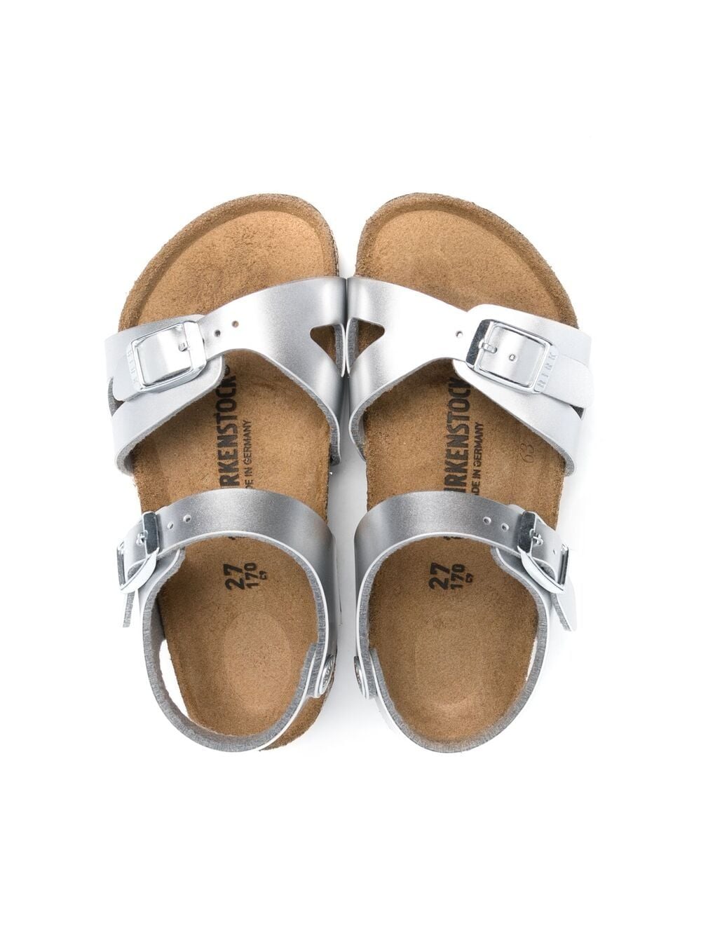 Shop Birkenstock Rio Metallic-effect Sandals In Silver