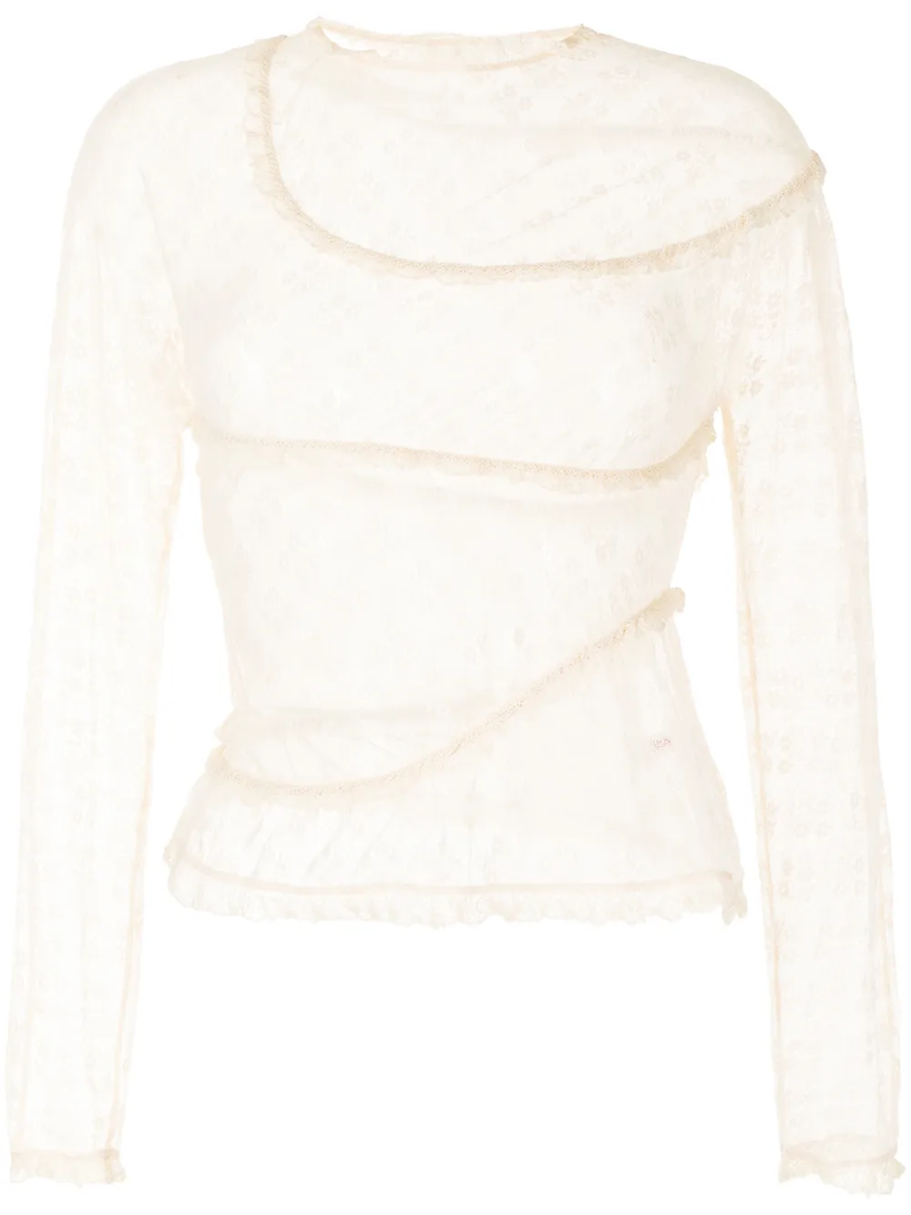 Image 1 of yuhan wang sheer floral embroidered blouse