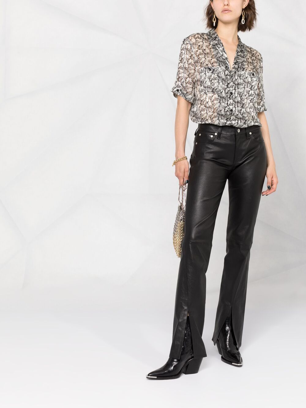 Saint Laurent Blouse met korte mouwen - Zwart