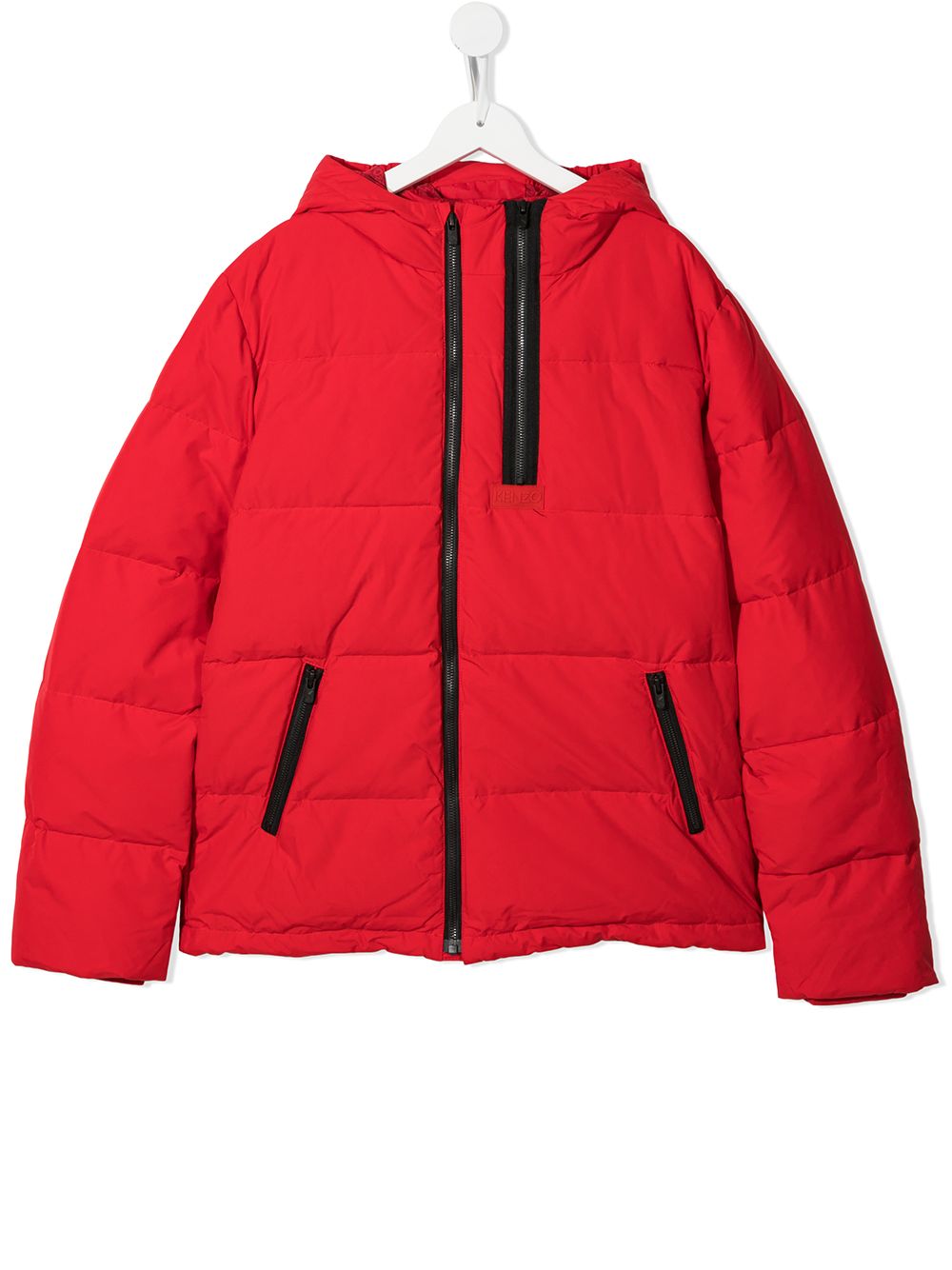 Kenzo Padded Logo Print-hem Parka In Rot