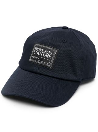 Shop Versace Jeans Couture logo-patch cotton cap with Express Delivery ...