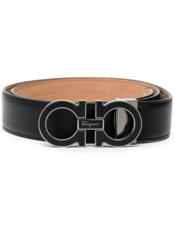 Ferragamo Gancini Leather Belt - Black - Belts