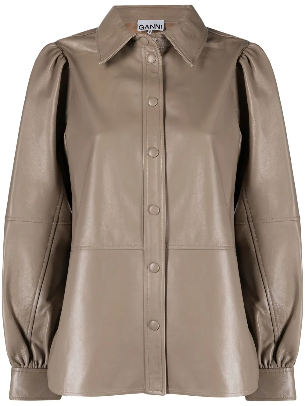 GANNI PUFF-SLEEVE LEATHER JACKET