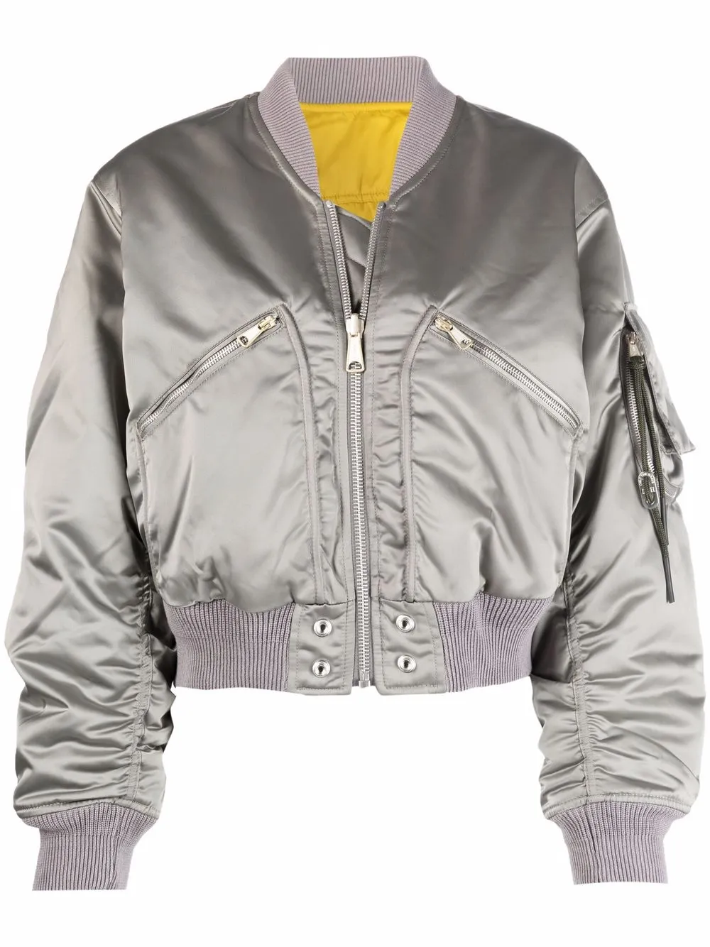 cropped green bomber jacket