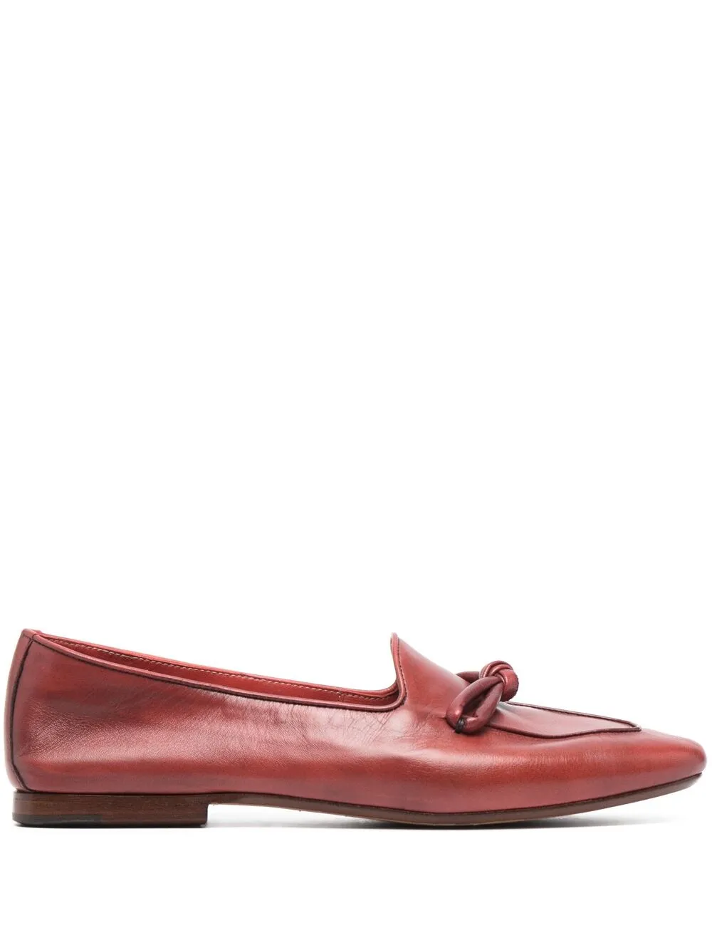 Henderson Baracco Knot-detail Leather Loafers In Red