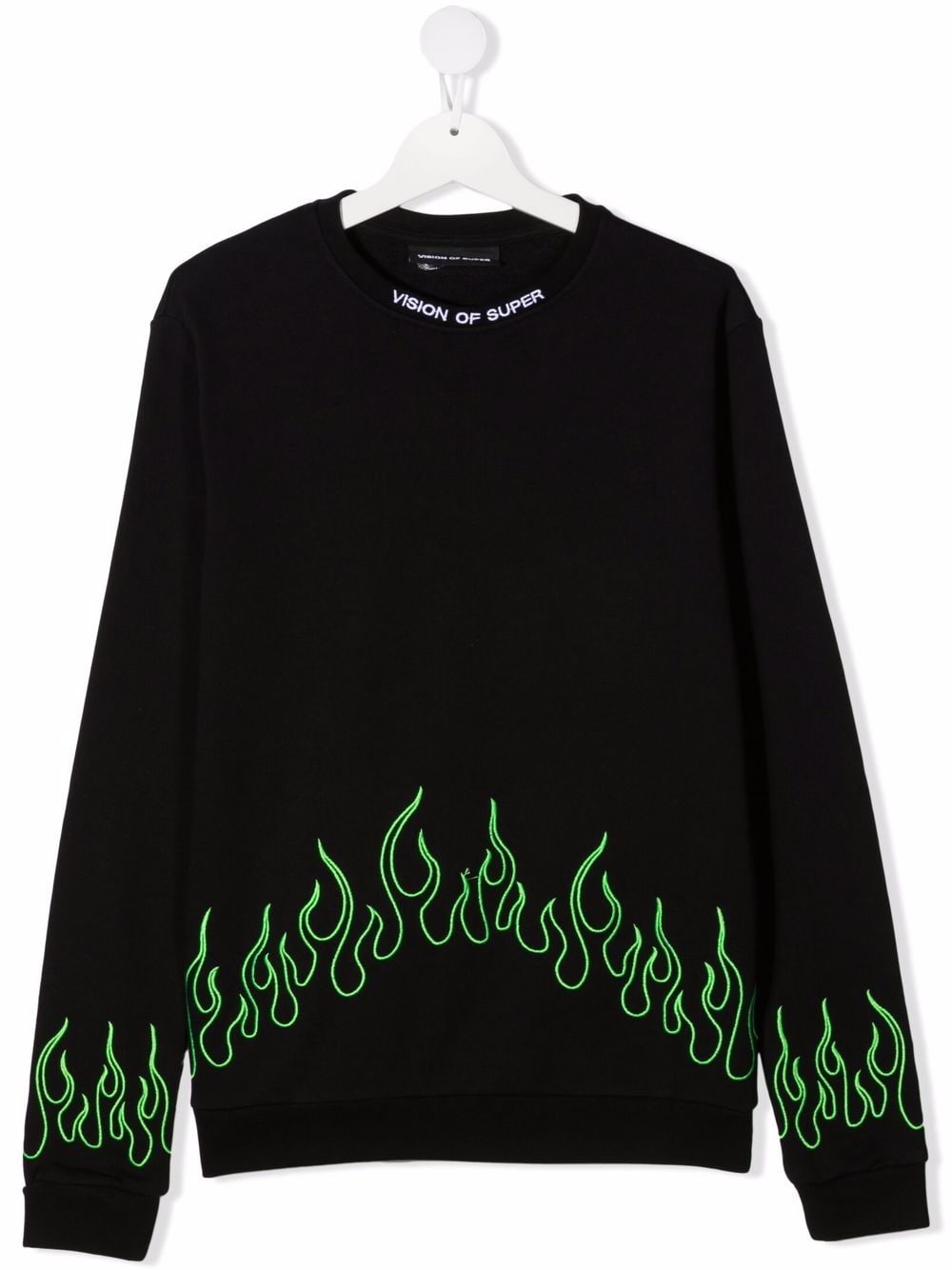 Shop Vision Of Super Teen Flame Print Sweatshirt In Black