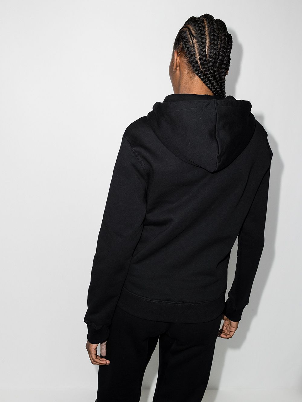 Shop Paco Rabanne Drawstring Cotton Hoodie In Black