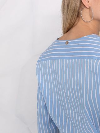 collarless striped wrap-front shirt展示图