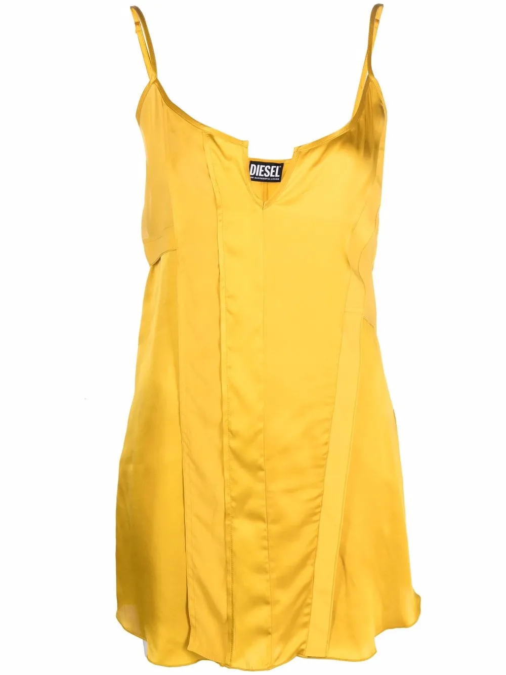 Diesel panelled satin slip dress – Yellow