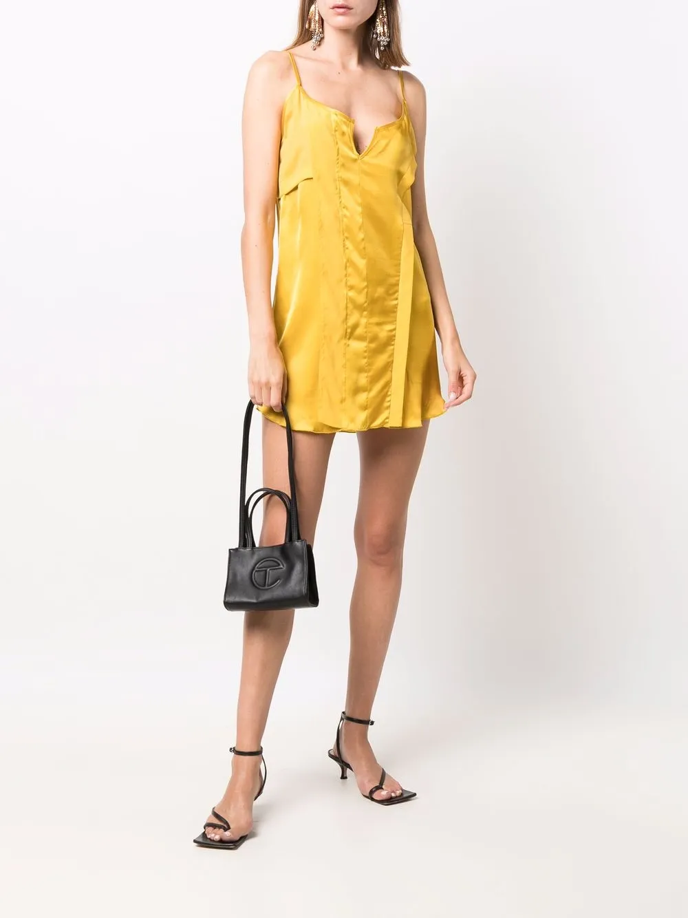  Diesel Panelled Satin Slip Dress - Yellow 