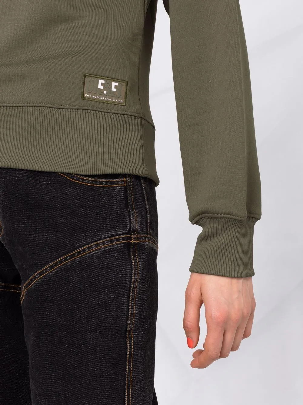 Diesel Hoodie met logopatch Groen