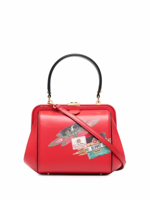 Ulyana Sergeenko graphic-print leather tote