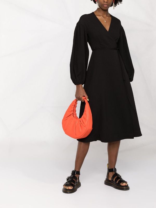 Shop GANNI wrap-style mid-length dress ...