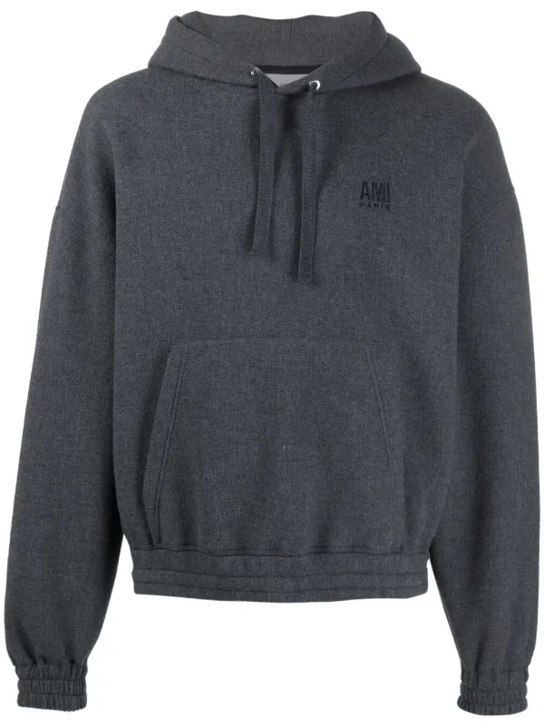 AMI Paris logo-embroidered Hoodie - Farfetch