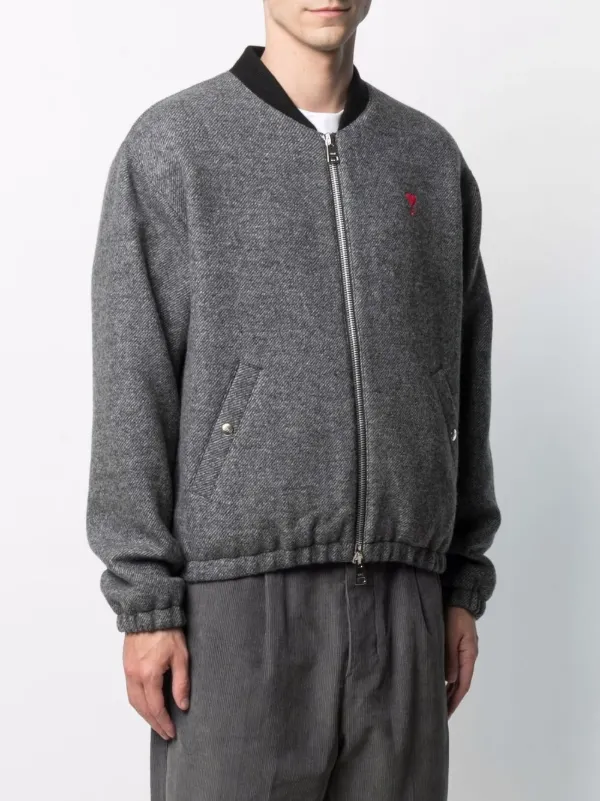Shop Ami Paris Ami De Coeur Zip Up Bomber Jacket With Express Delivery Farfetch