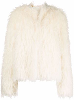 all white fur jacket