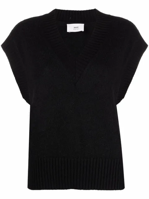 AMI Paris V-넥 민소매 스웨터 - Farfetch