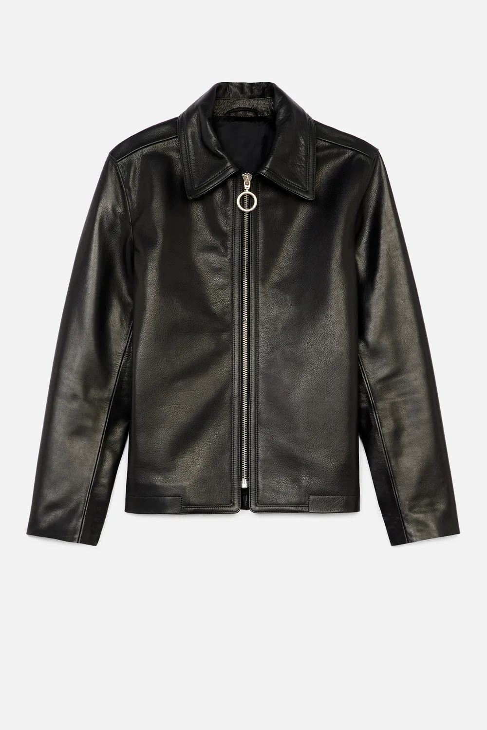 Zipped Grained Leather Jacket - AMI PARIS OFFICIAL