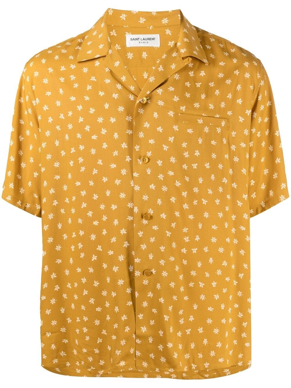 Saint Laurent Floral-print Short Sleeve Shirt In Yellow | ModeSens