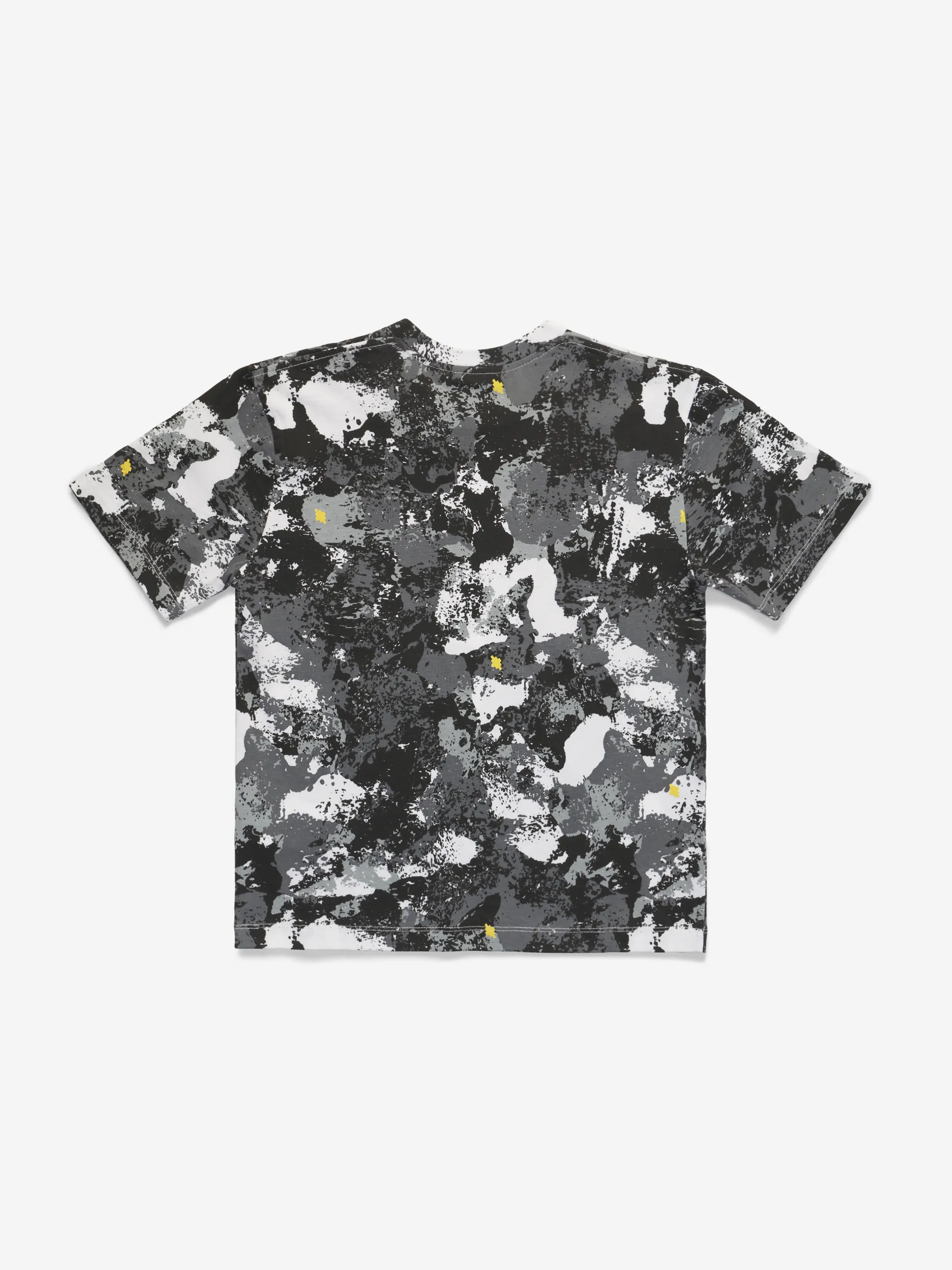 Light grey/medium grey cotton camouflage-print T-shirt from Marcelo Burlon Kids featuring camouflage print, short sleeves, round neck and straight hem.