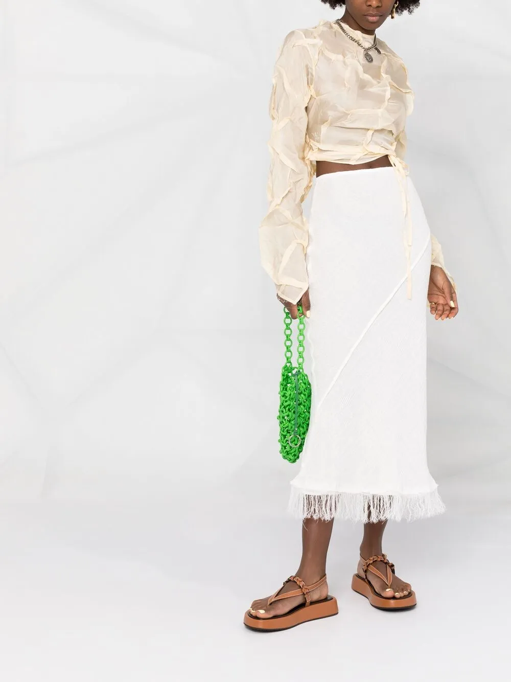 фото Acne studios юбка с завышенной талией и бахромой