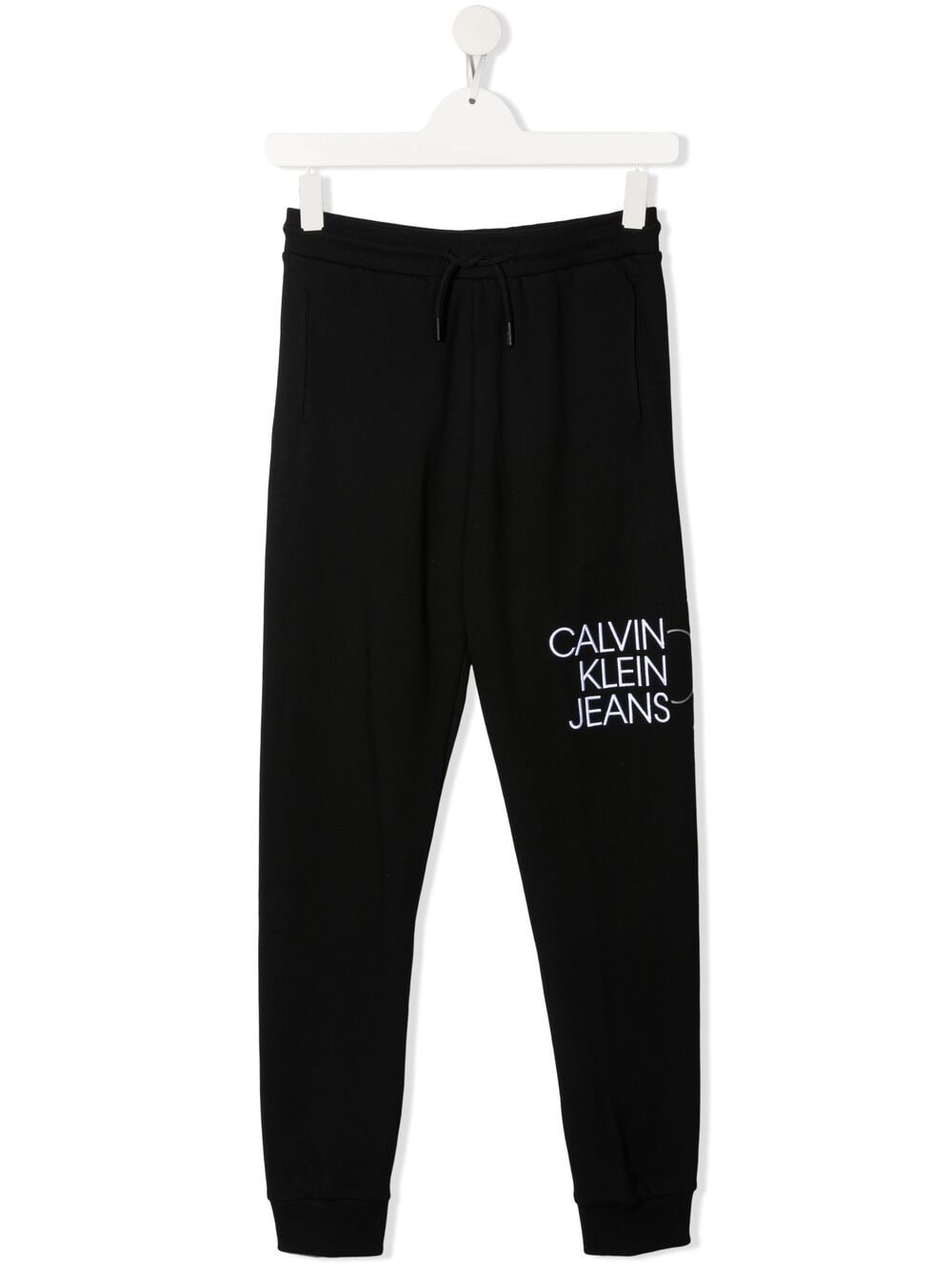 Calvin Klein Embroidered Logo Jogging Trousers In Black