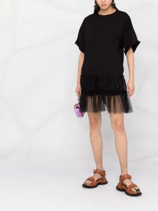 tulle-trim T-shirt dress展示图