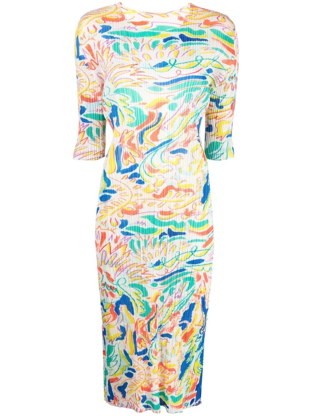 фото Pleats please issey miyake плиссированное платье миди с абстрактным принтом