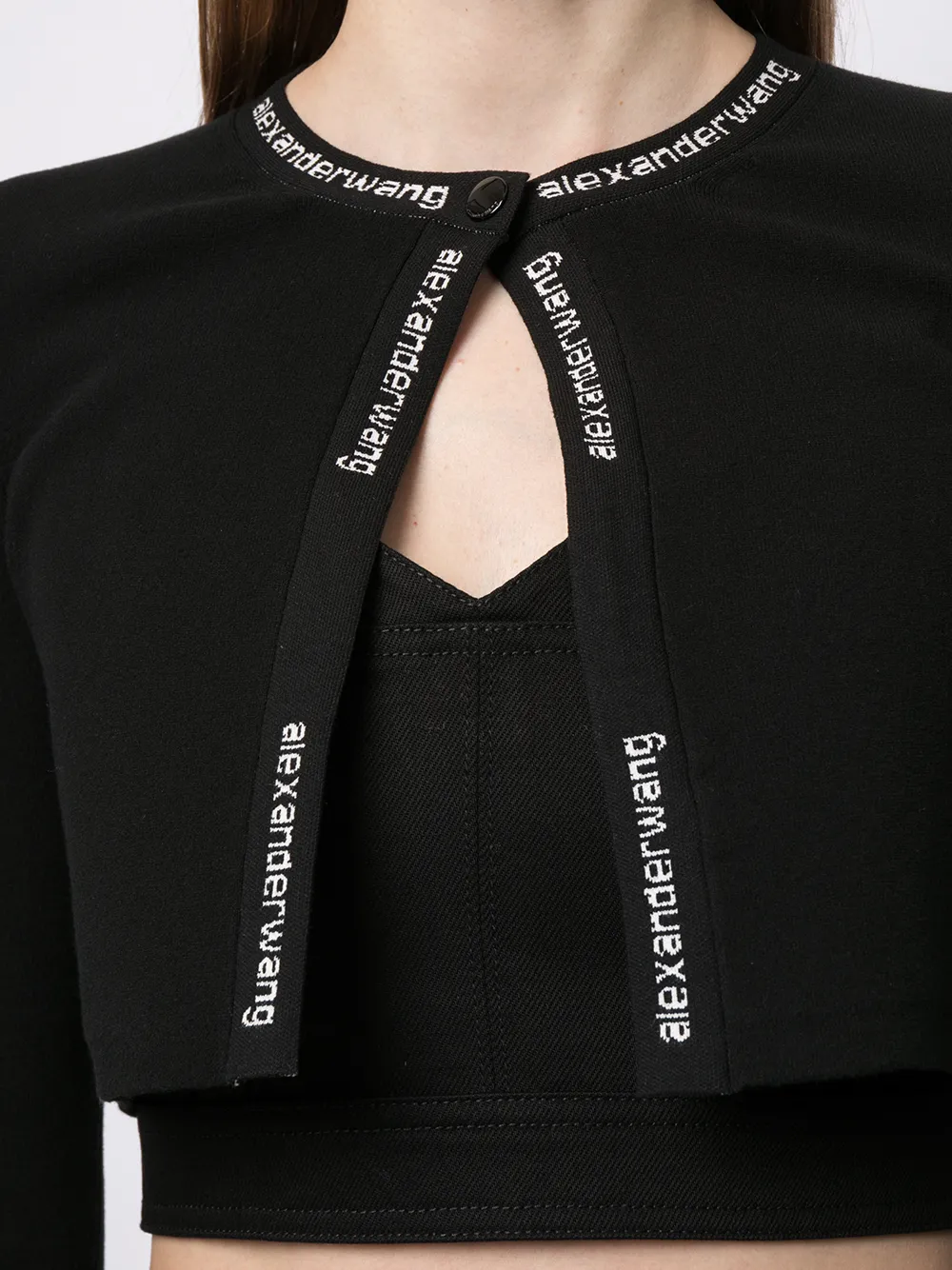ALEXANDER WANG T LOGO-WAISTBAND SILK TROUSERS
