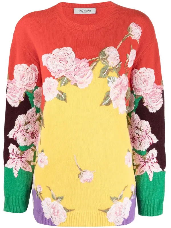 rose embroidered sweater