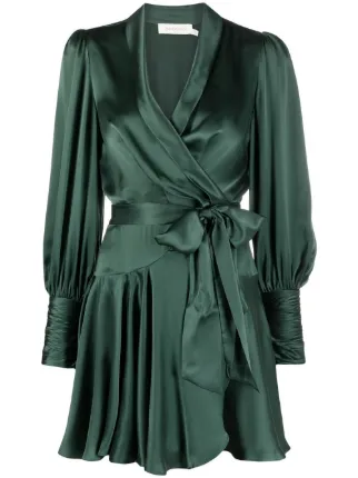 zimmermann green silk dress