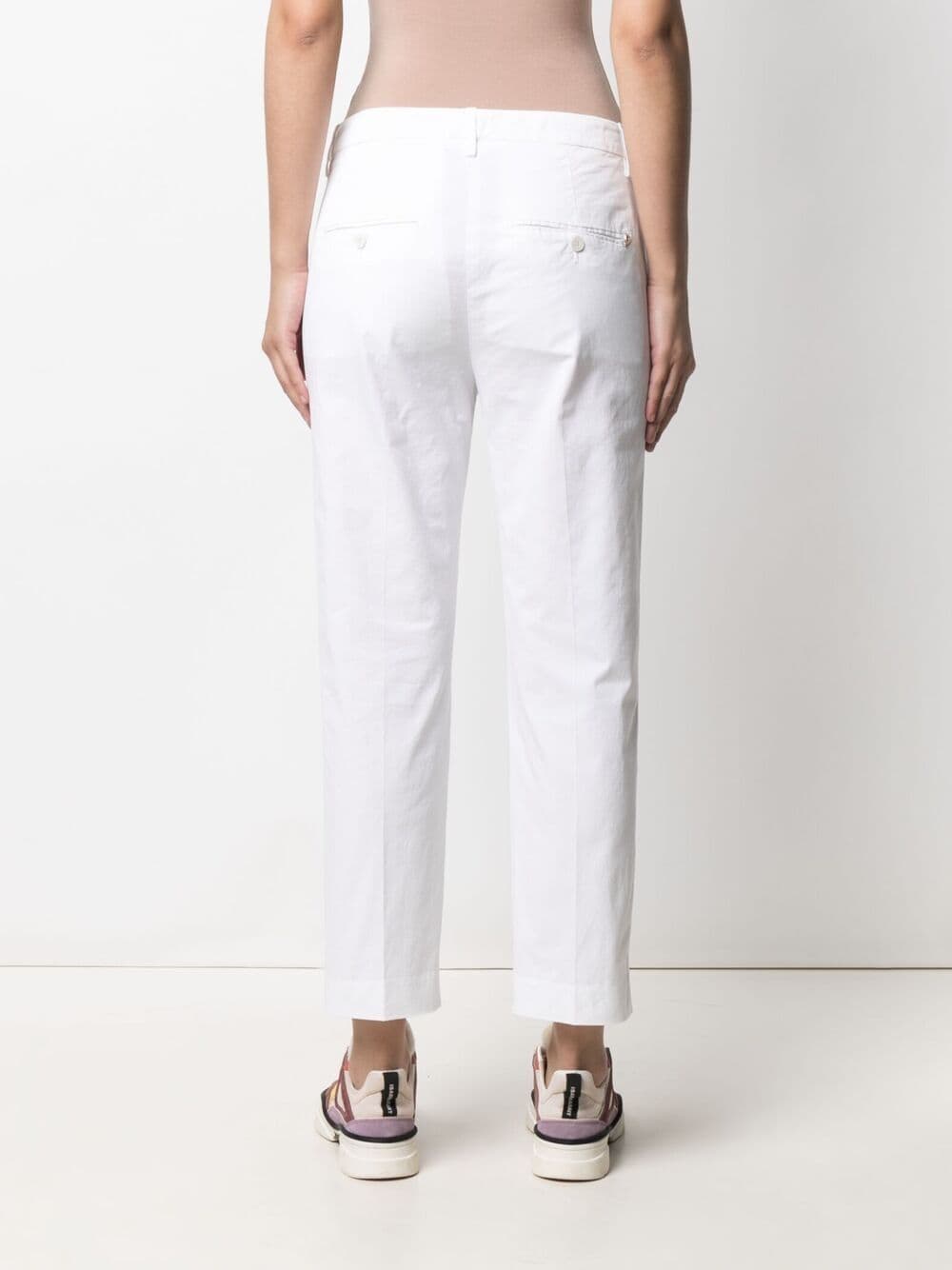 Shop Dondup Button-down Straight-leg Trousers In White