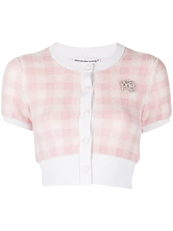 pink gingham cardigan