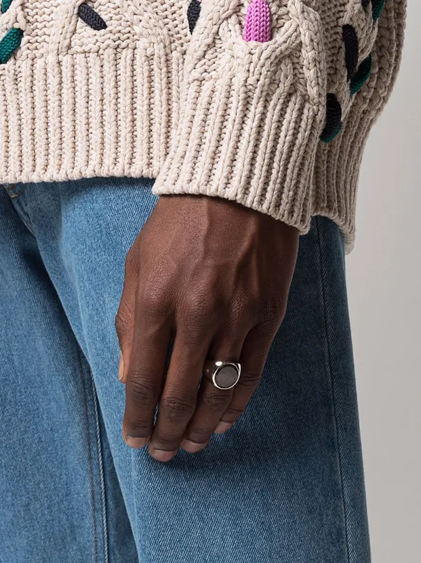 black mother-of-pearl signet ring