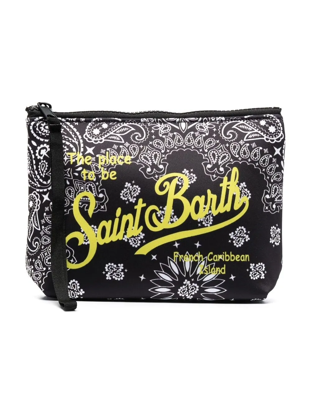 Mc2 Saint Barth Aline Logo-print Paisley Pouch In Black