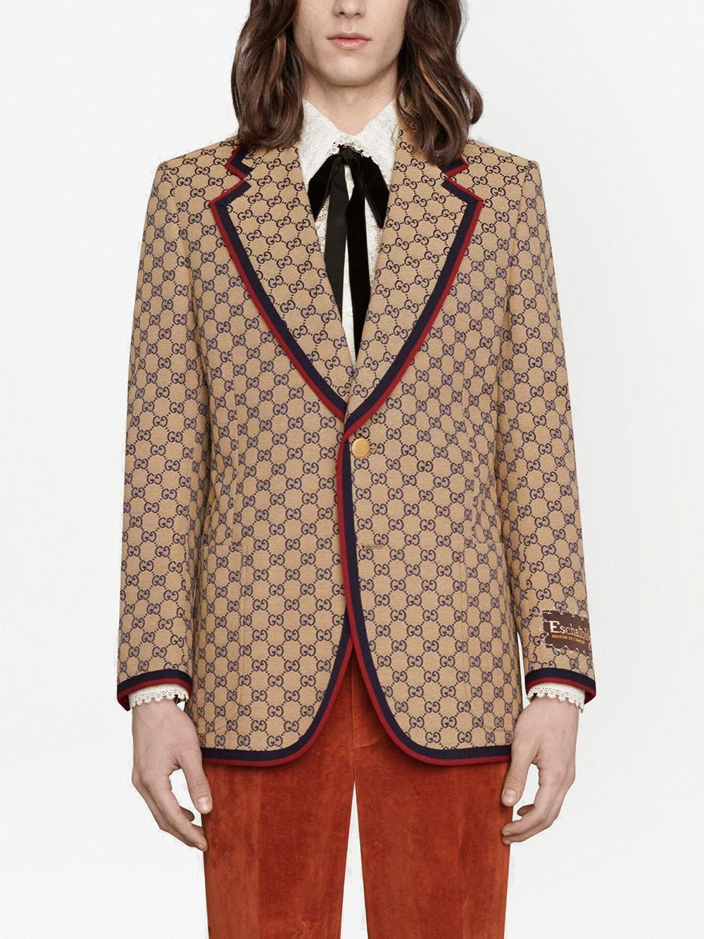 Gucci Gg Monogram Single Breasted Suit Jacket in Natural for Men