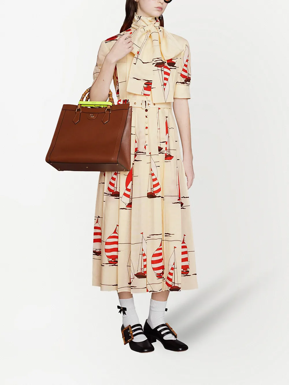 Image 2 of Gucci nautical print pussybow dress