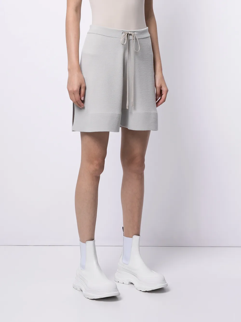 Rick Owens Knee-length Knitted Shorts In Grey