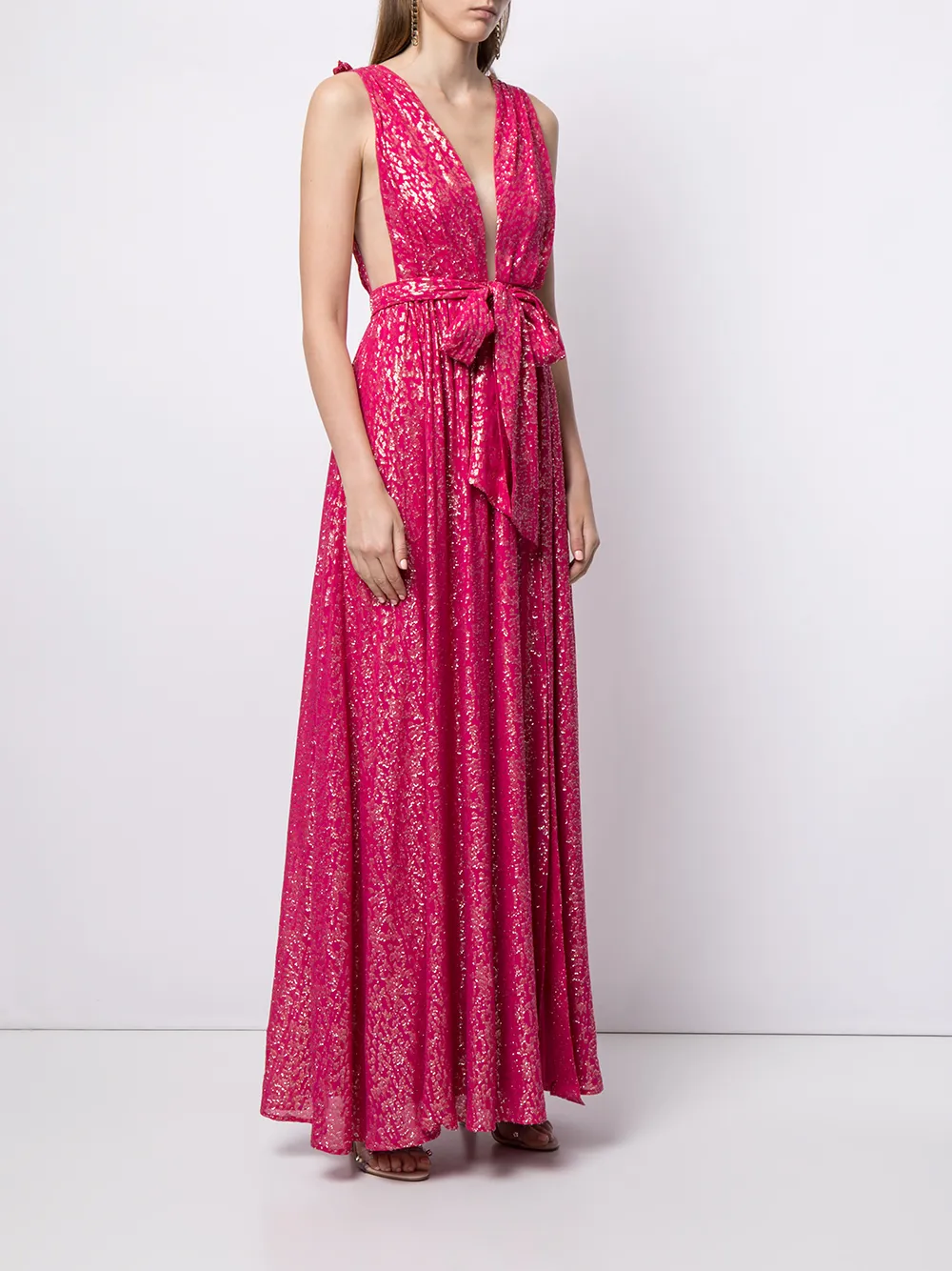 Rebecca Vallance Valencia Flared metallic-print Gown - Farfetch