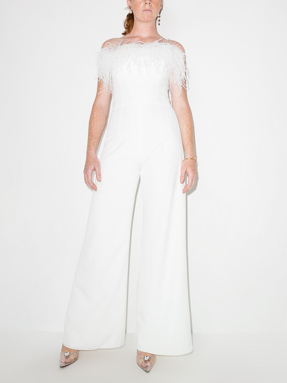 Image 2 of 16Arlington Taree feather-trim strapless jumpsuit