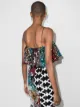 Halpern cropped sequinned frilled top