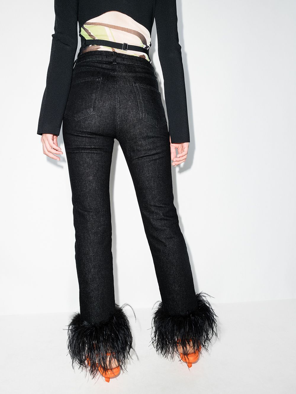 фото 16arlington 16 arl ostrich feather trim hw jeans blk